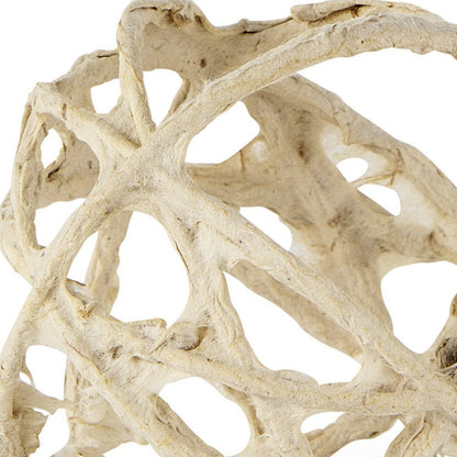 5" Beige Paper Mache And Metal Decorative Orb HomeRoots
