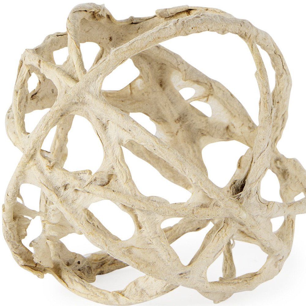 5" Beige Paper Mache And Metal Decorative Orb HomeRoots