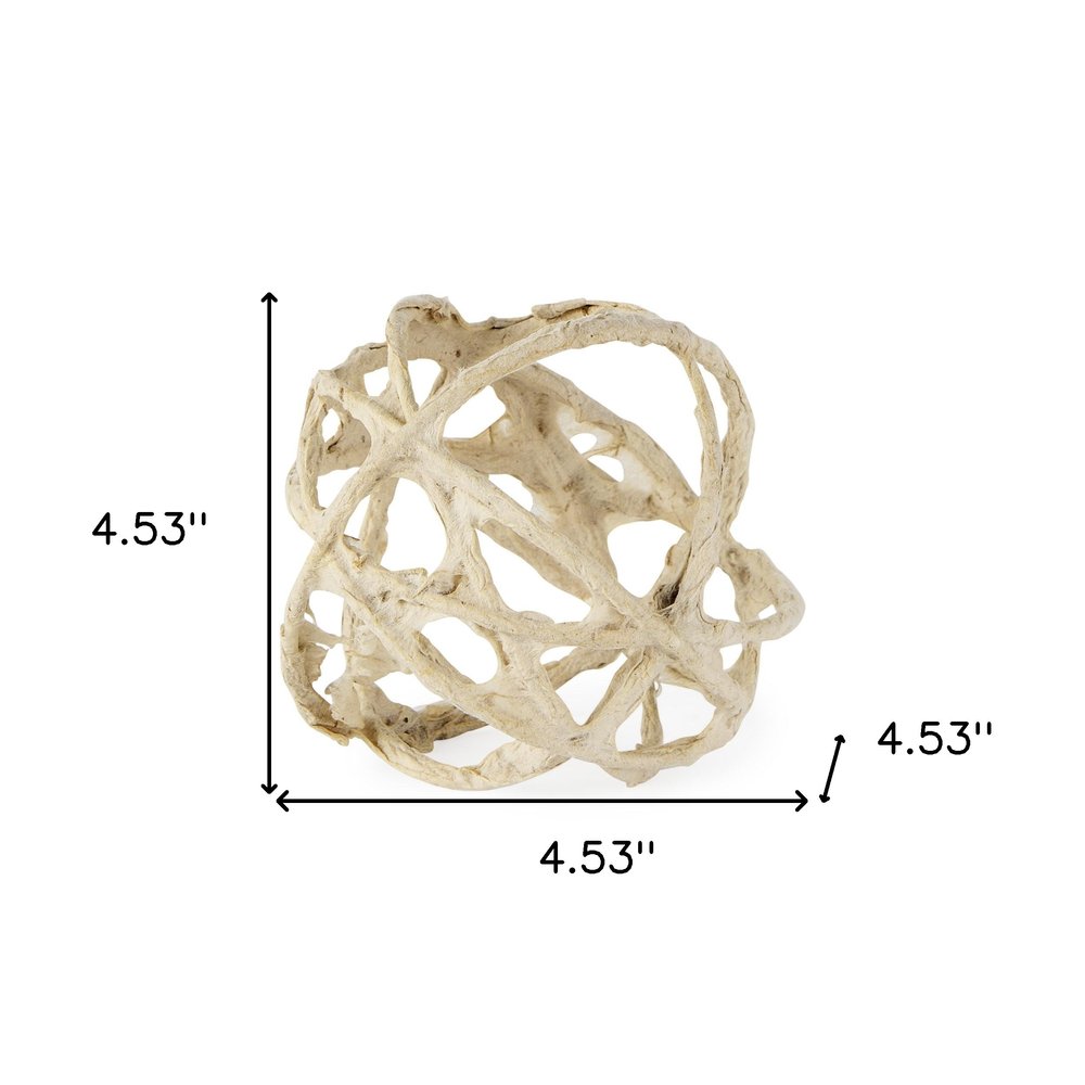5" Beige Paper Mache And Metal Decorative Orb HomeRoots