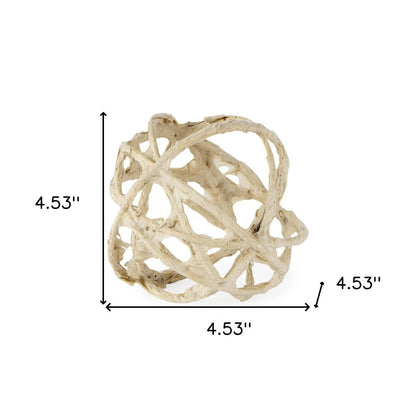 5" Beige Paper Mache And Metal Decorative Orb HomeRoots