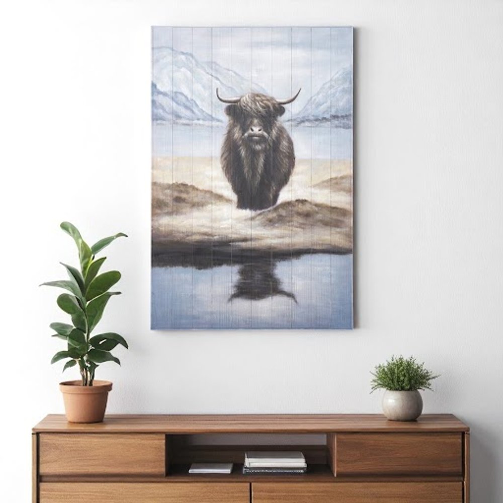 Wild Ox Hand Painted Distressed Unframed Wall Art — view 5