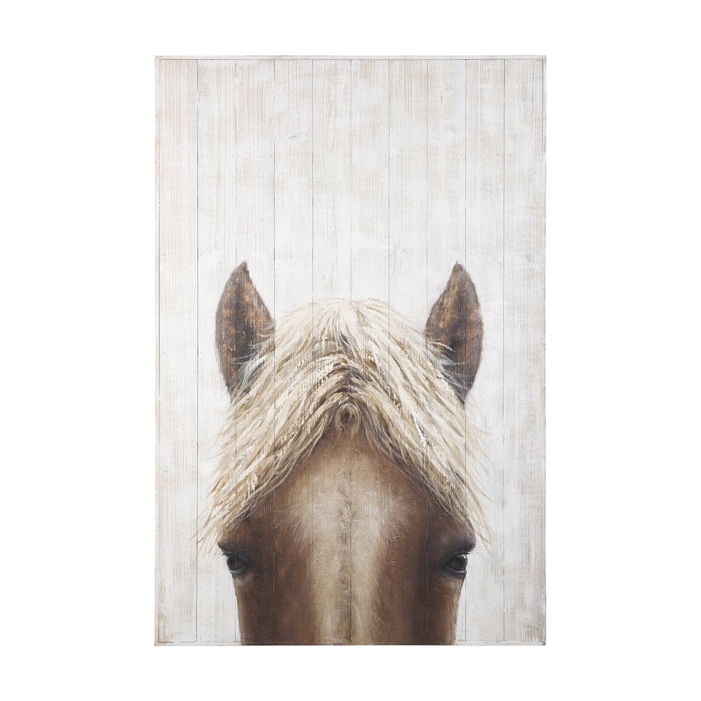 Horse Fringe Hand Painted Distressed Unframed Wall Art — view 1