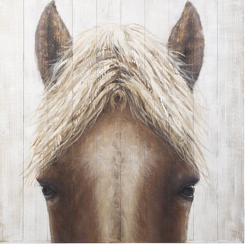 Horse Fringe Hand Painted Distressed Unframed Wall Art — view 3