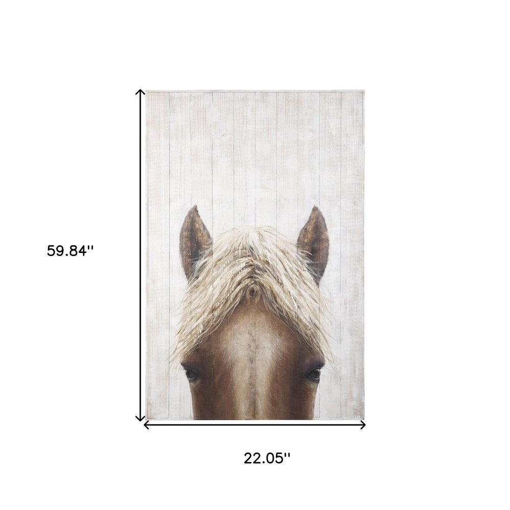 Horse Fringe Hand Painted Distressed Unframed Wall Art — view 4