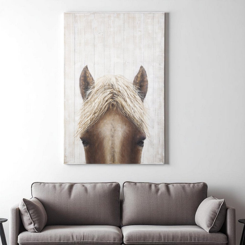 Horse Fringe Hand Painted Distressed Unframed Wall Art — view 5