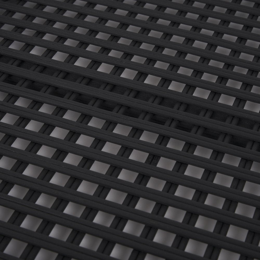 Set of Two Black Round Wicker Handmade Serving Trays HomeRoots