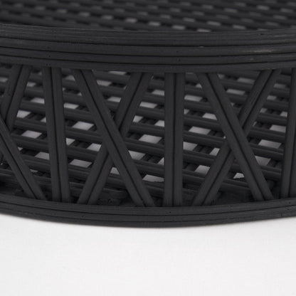 Set of Two Black Round Wicker Handmade Serving Trays HomeRoots