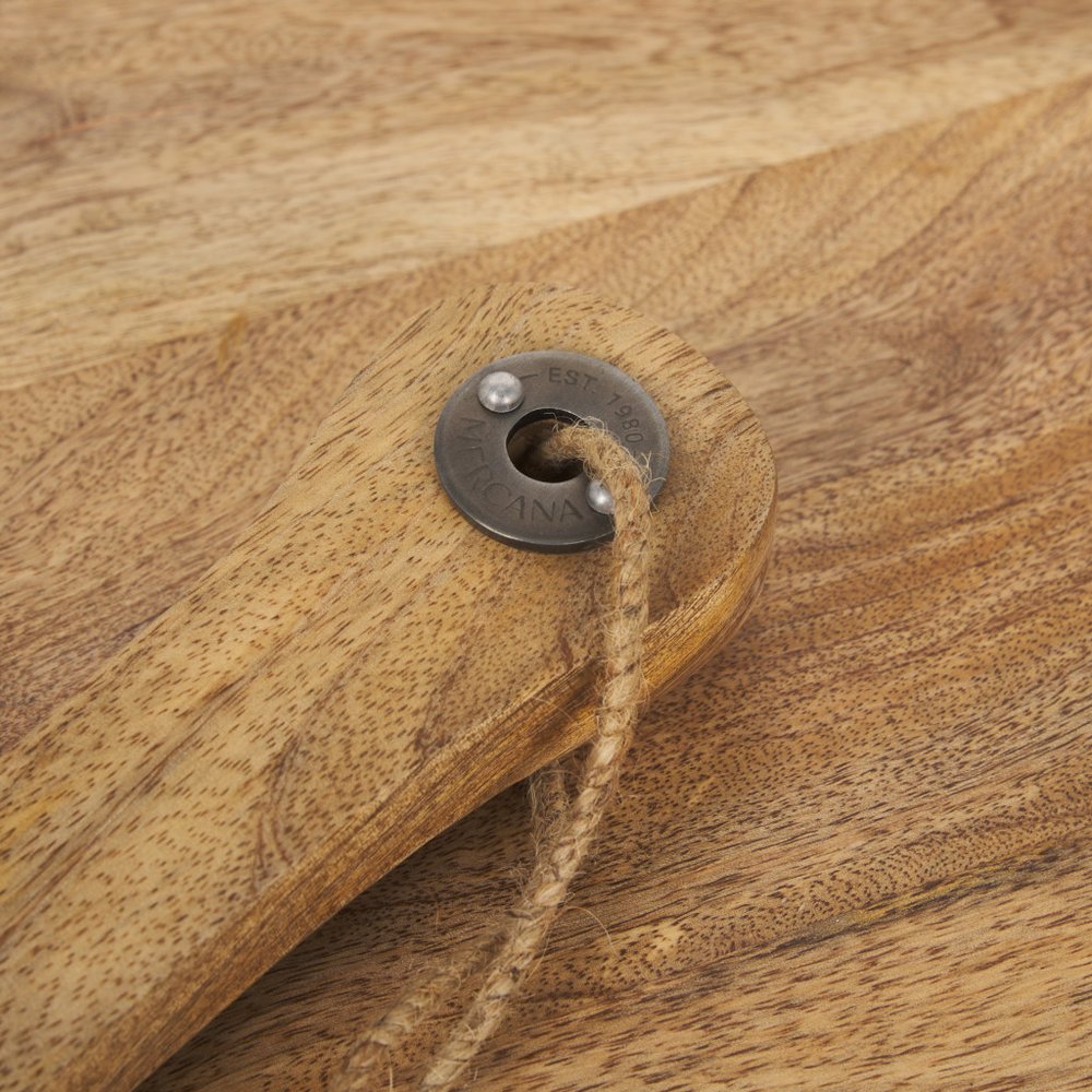 Set of Two Natural Solid Wood Handmade Round Serve Boards With Handles HomeRoots
