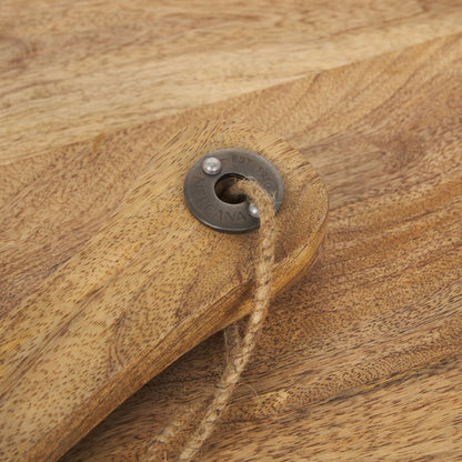 Set of Two Natural Solid Wood Handmade Round Serve Boards With Handles HomeRoots
