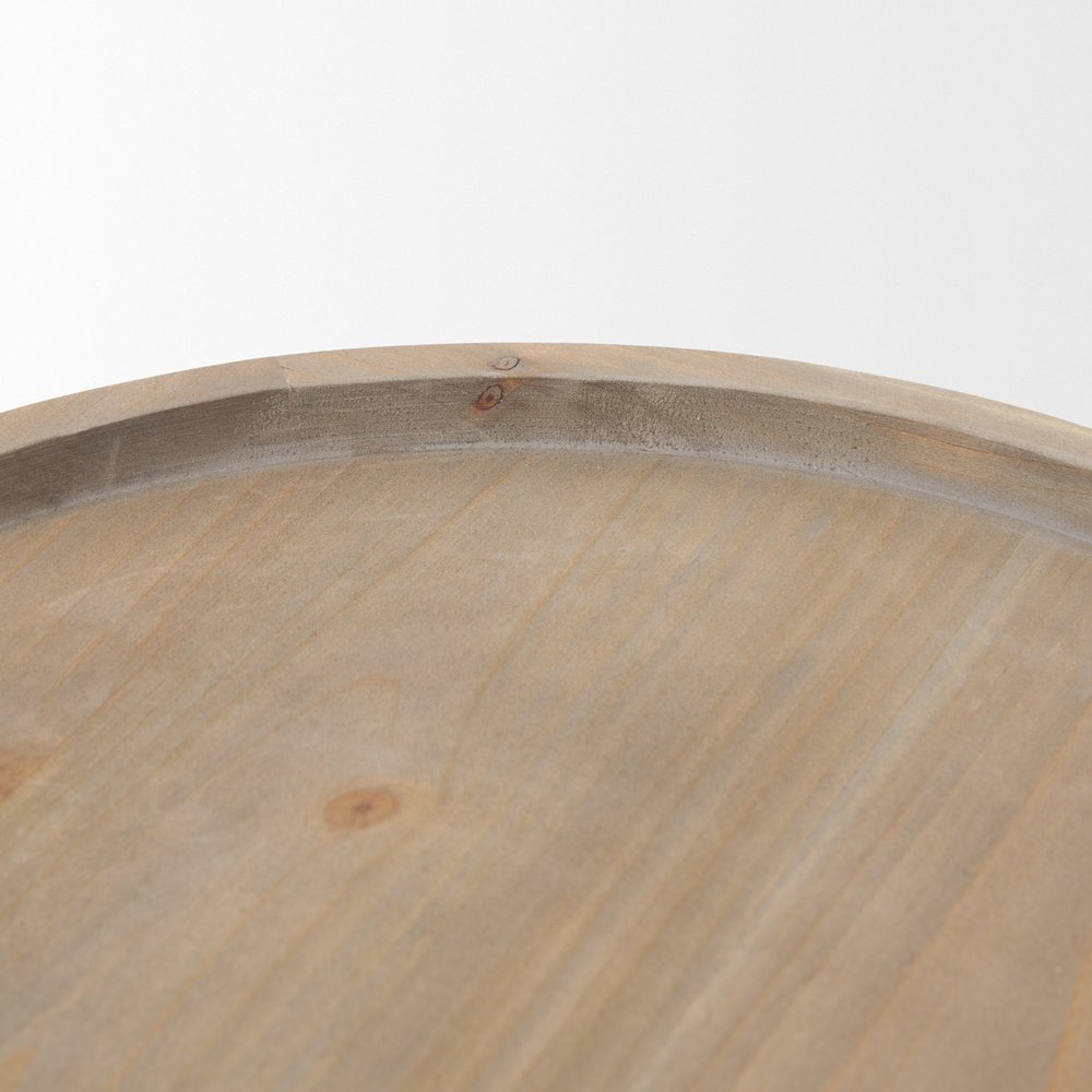 Set of Two Gray And Natural Solid Wood Handmade Round Risers HomeRoots