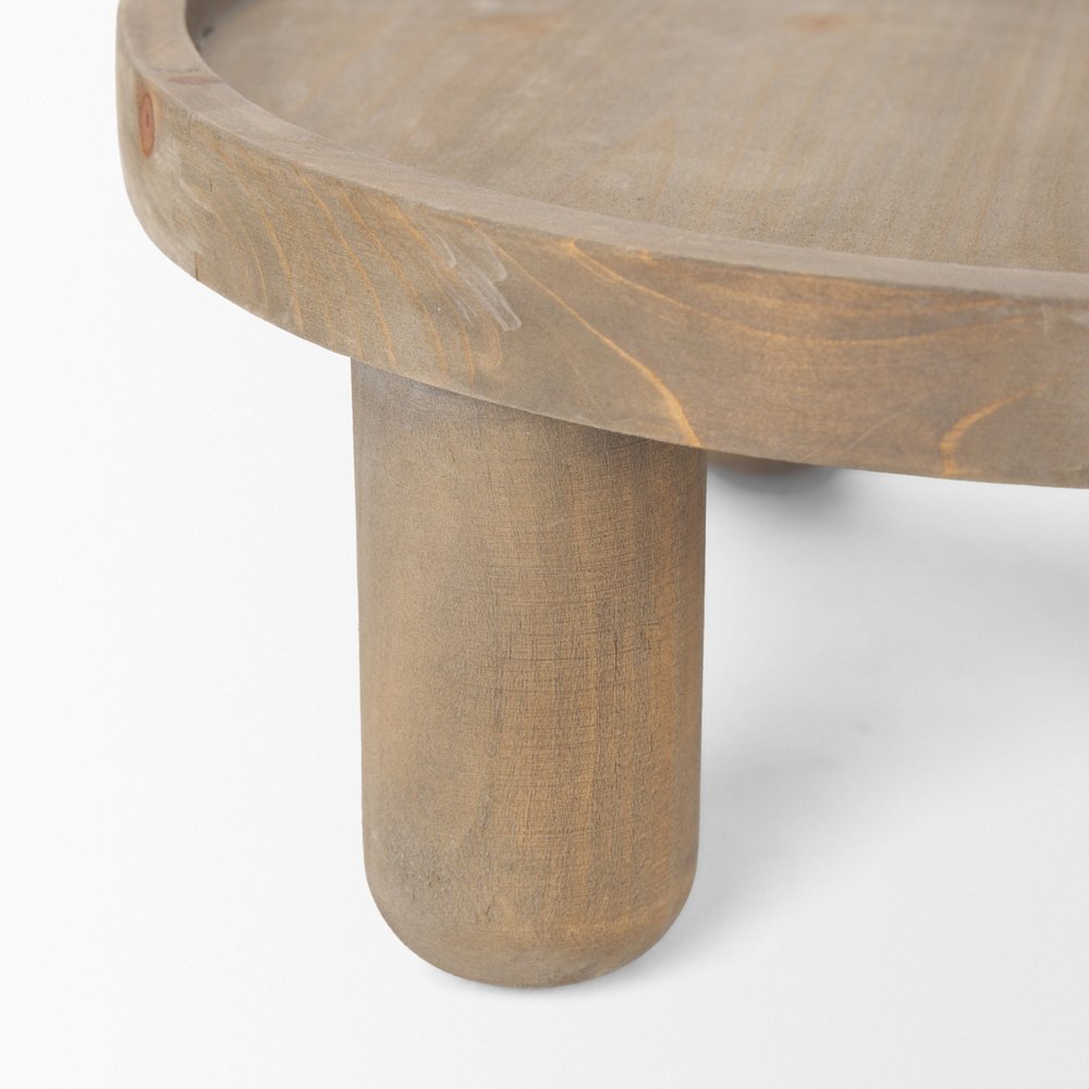 Set of Two Gray And Natural Solid Wood Handmade Round Risers HomeRoots