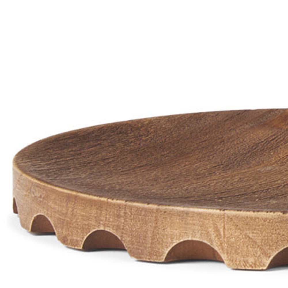 Set of Two Natural Light Brown Round Wood Handmade Serving Trays HomeRoots