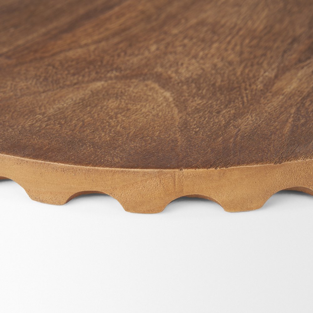 Set of Two Natural Light Brown Round Wood Handmade Serving Trays HomeRoots