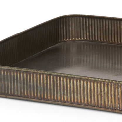 Set of Two Antiqued Brass Metal Handmade Serving Tray HomeRoots