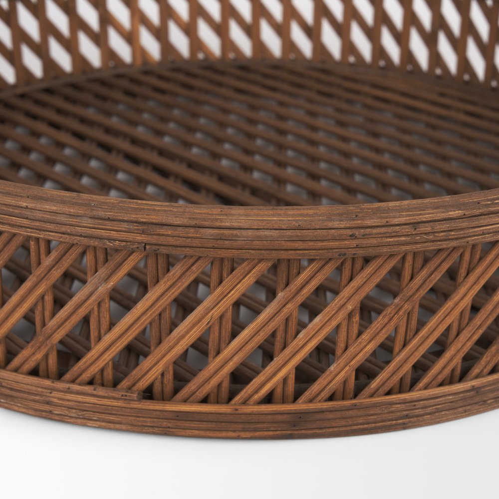 Set of Two Brown Round Wicker Handmade Serving Tray HomeRoots