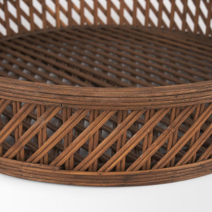Set of Two Brown Round Wicker Handmade Serving Tray HomeRoots