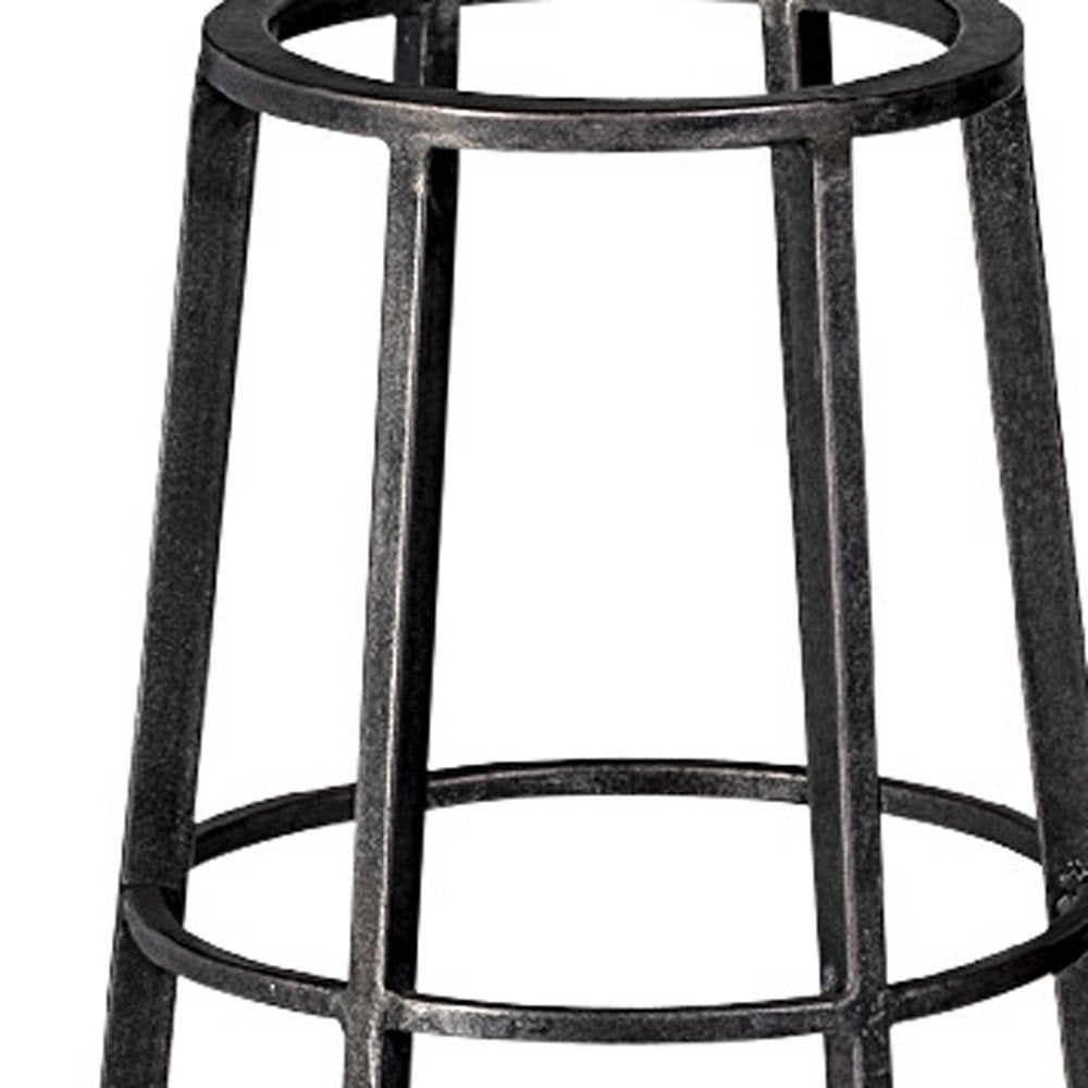 30" Black Distressed Geometric Metal And Glass Lantern Candle Holder — view 2