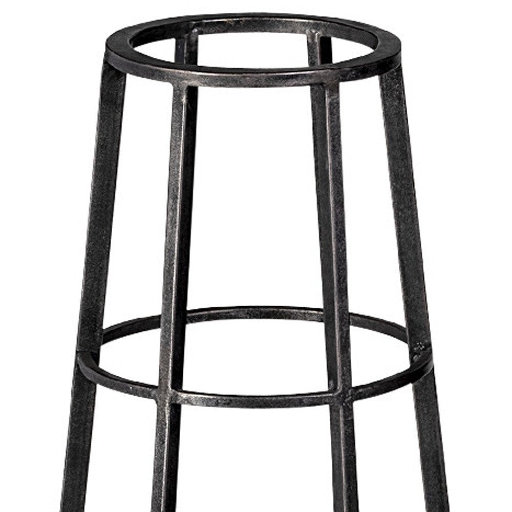 30" Black Distressed Geometric Metal And Glass Lantern Candle Holder — view 3