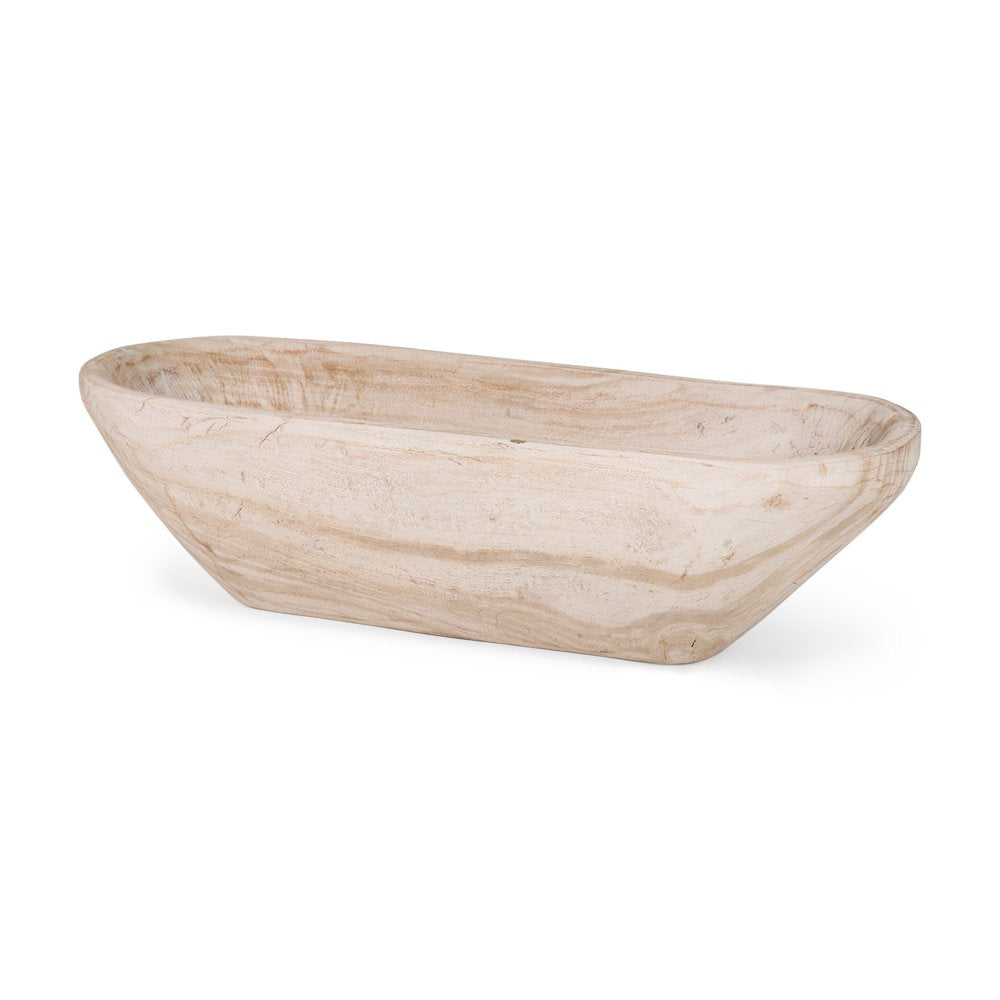26" Natural Solid Wood Oval Centerpiece Bowl HomeRoots
