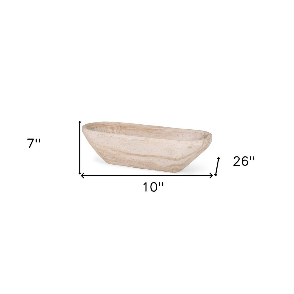 26" Natural Solid Wood Oval Centerpiece Bowl HomeRoots