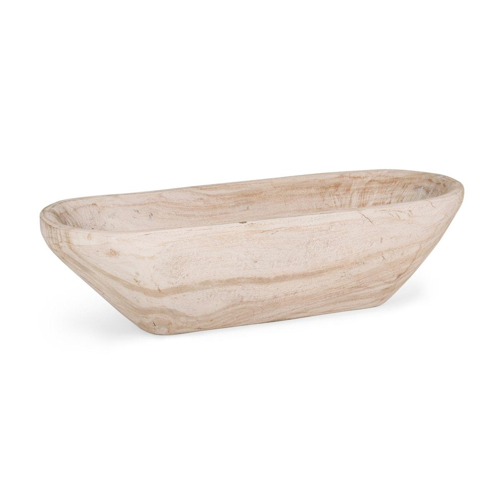 26" Natural Solid Wood Oval Centerpiece Bowl HomeRoots