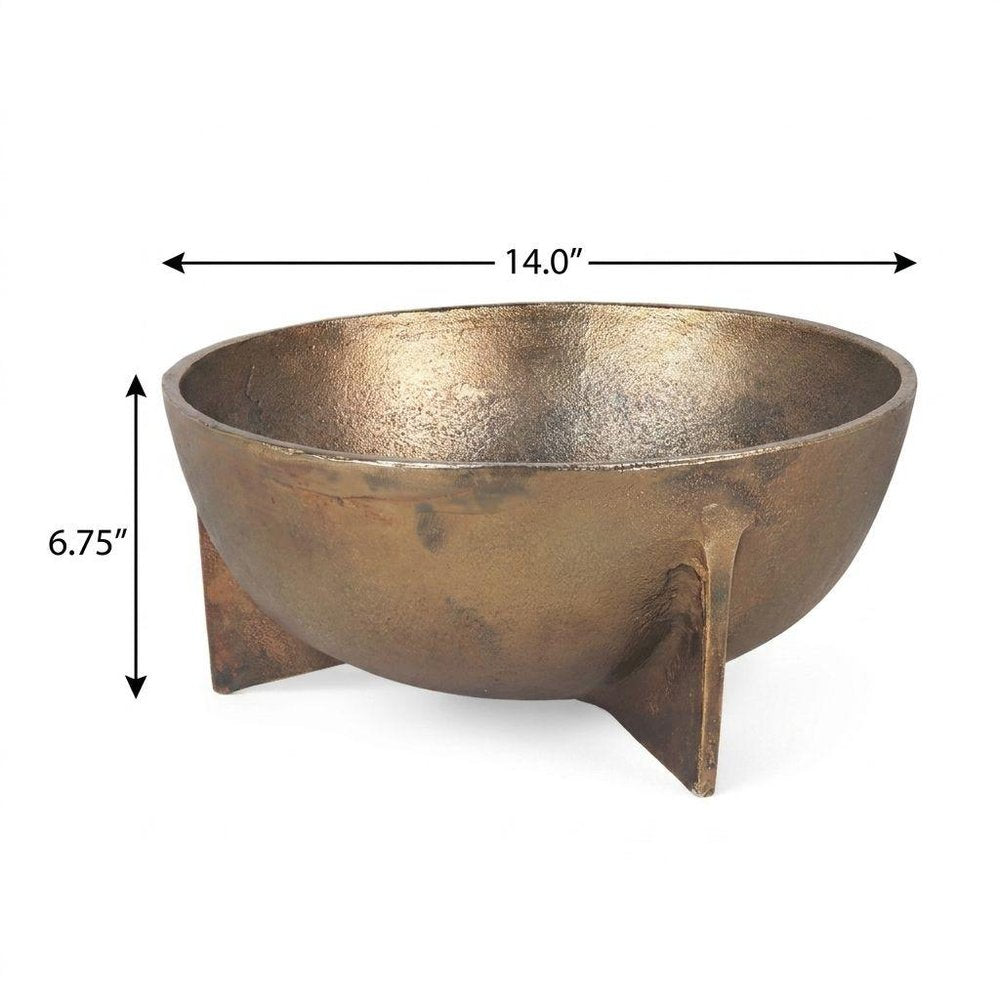Set of Two Gold Metal Round Centerpiece Bowl HomeRoots