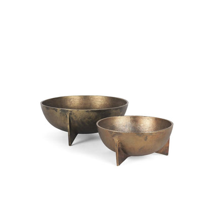 Set of Two Gold Metal Round Centerpiece Bowl HomeRoots
