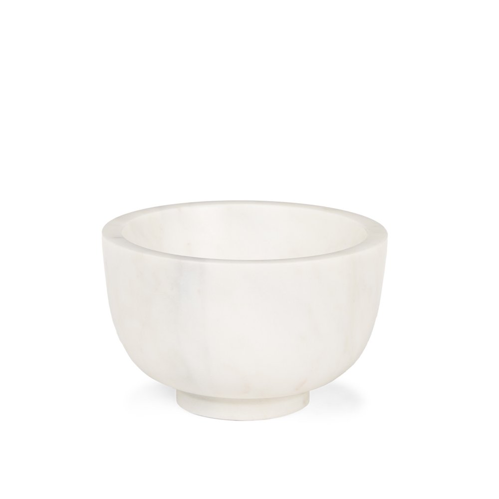 7" White Marble Round Decorative Bowl HomeRoots