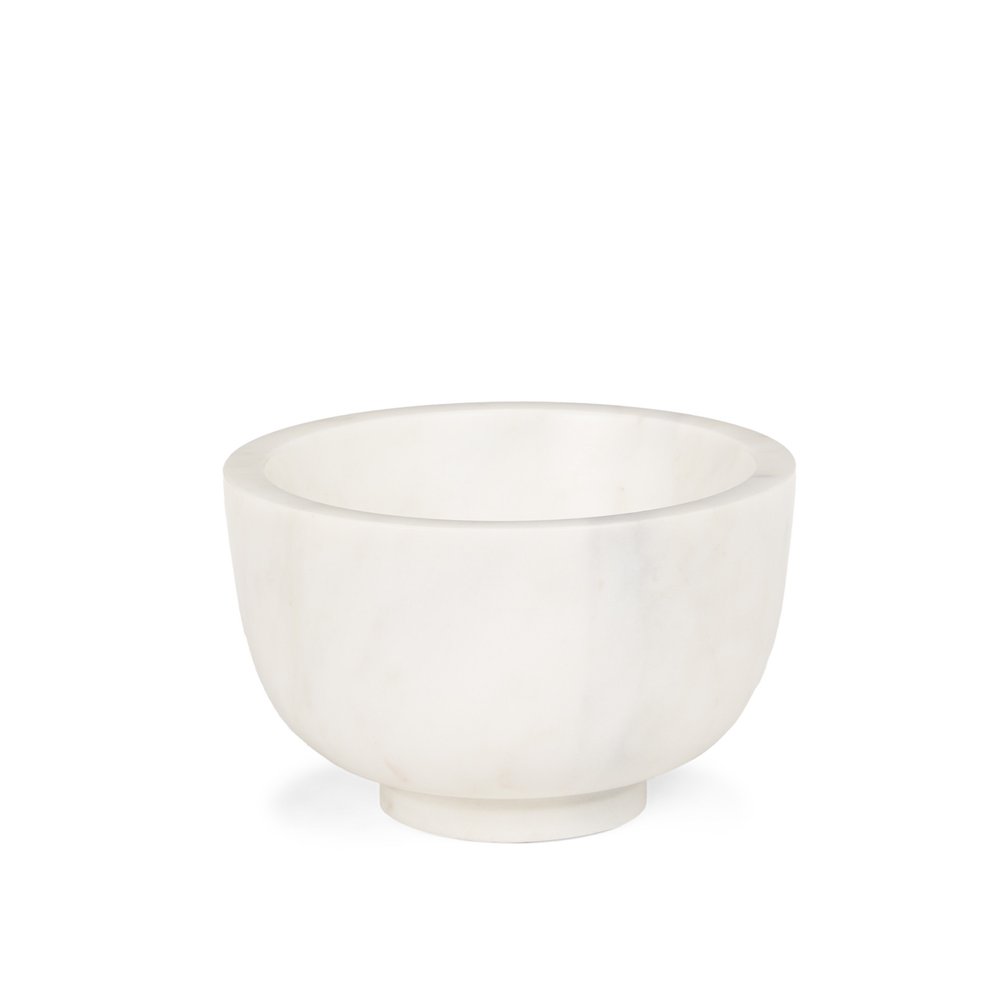 7" White Marble Round Decorative Bowl HomeRoots