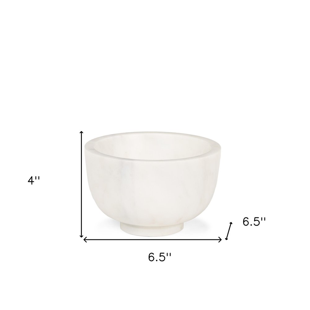 7" White Marble Round Decorative Bowl HomeRoots