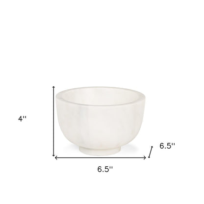 7" White Marble Round Decorative Bowl HomeRoots