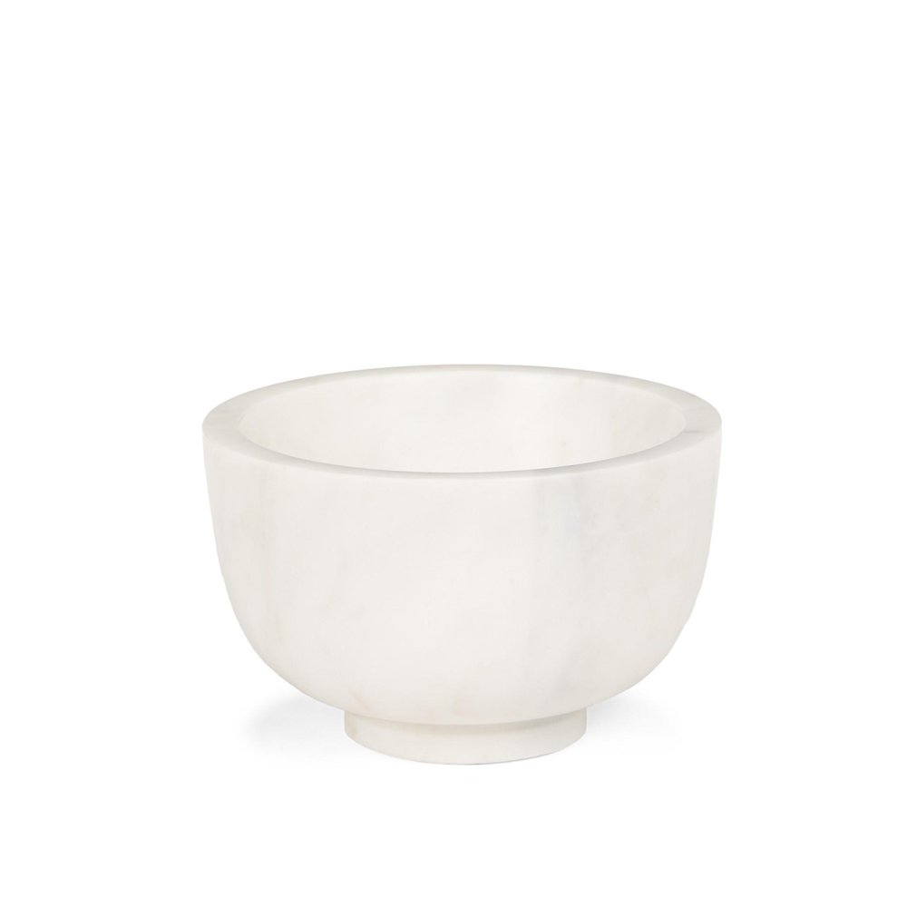 7" White Marble Round Decorative Bowl HomeRoots