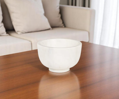 7" White Marble Round Decorative Bowl HomeRoots