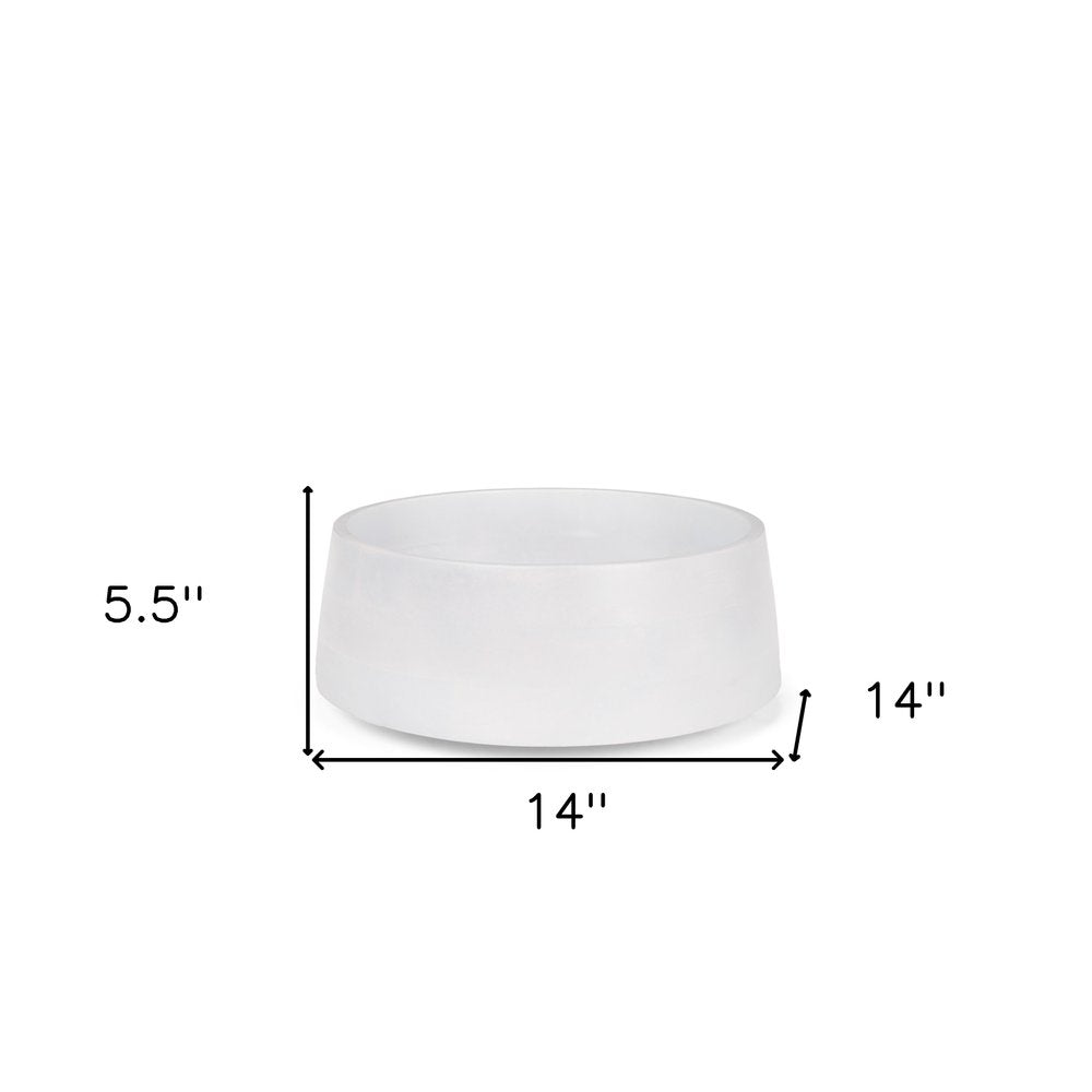 14" White Wood Round Centerpiece Bowl HomeRoots