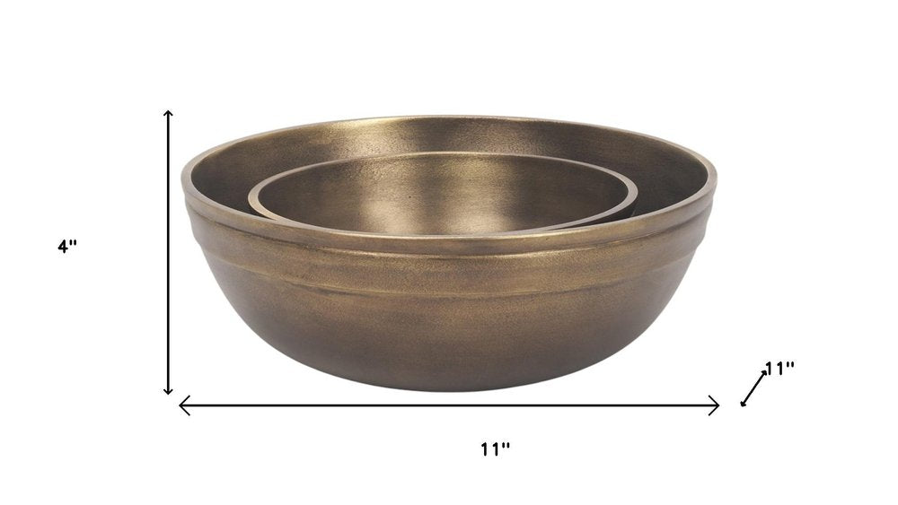 11" Brass Metal Round Centerpiece Bowl HomeRoots