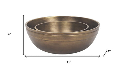11" Brass Metal Round Centerpiece Bowl HomeRoots