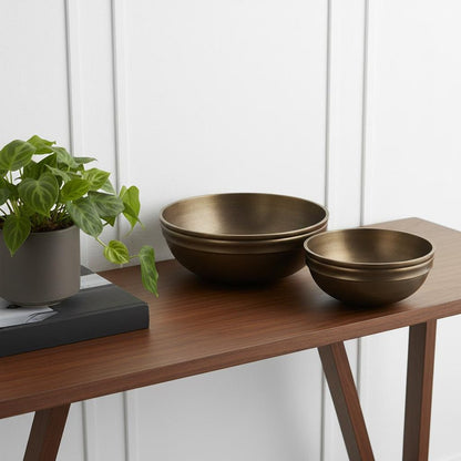 11" Brass Metal Round Centerpiece Bowl HomeRoots