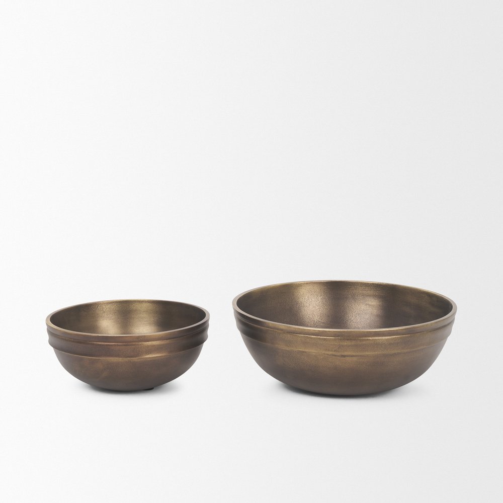 11" Brass Metal Round Centerpiece Bowl HomeRoots