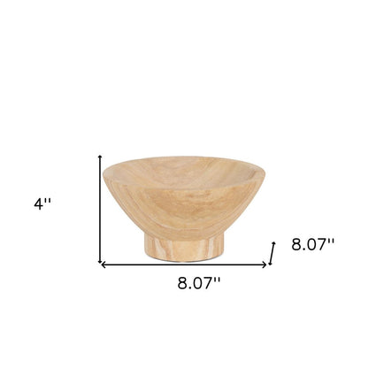 8" Beige Sandstone Round Pedestal Centerpiece Bowl HomeRoots