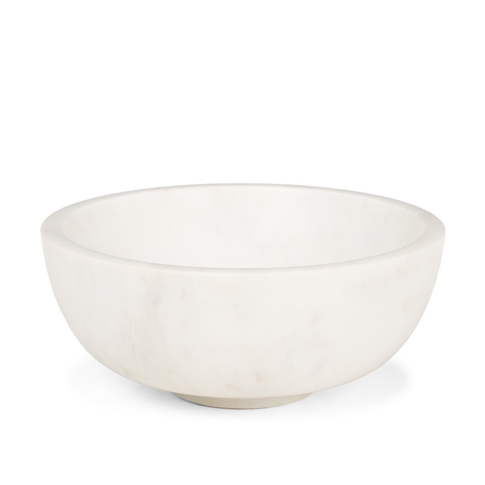 10" White Marble Round Centerpiece Bowl HomeRoots