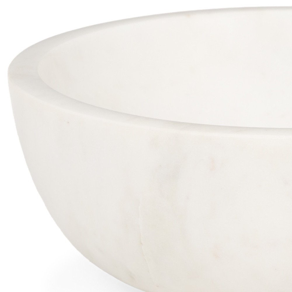 10" White Marble Round Centerpiece Bowl HomeRoots