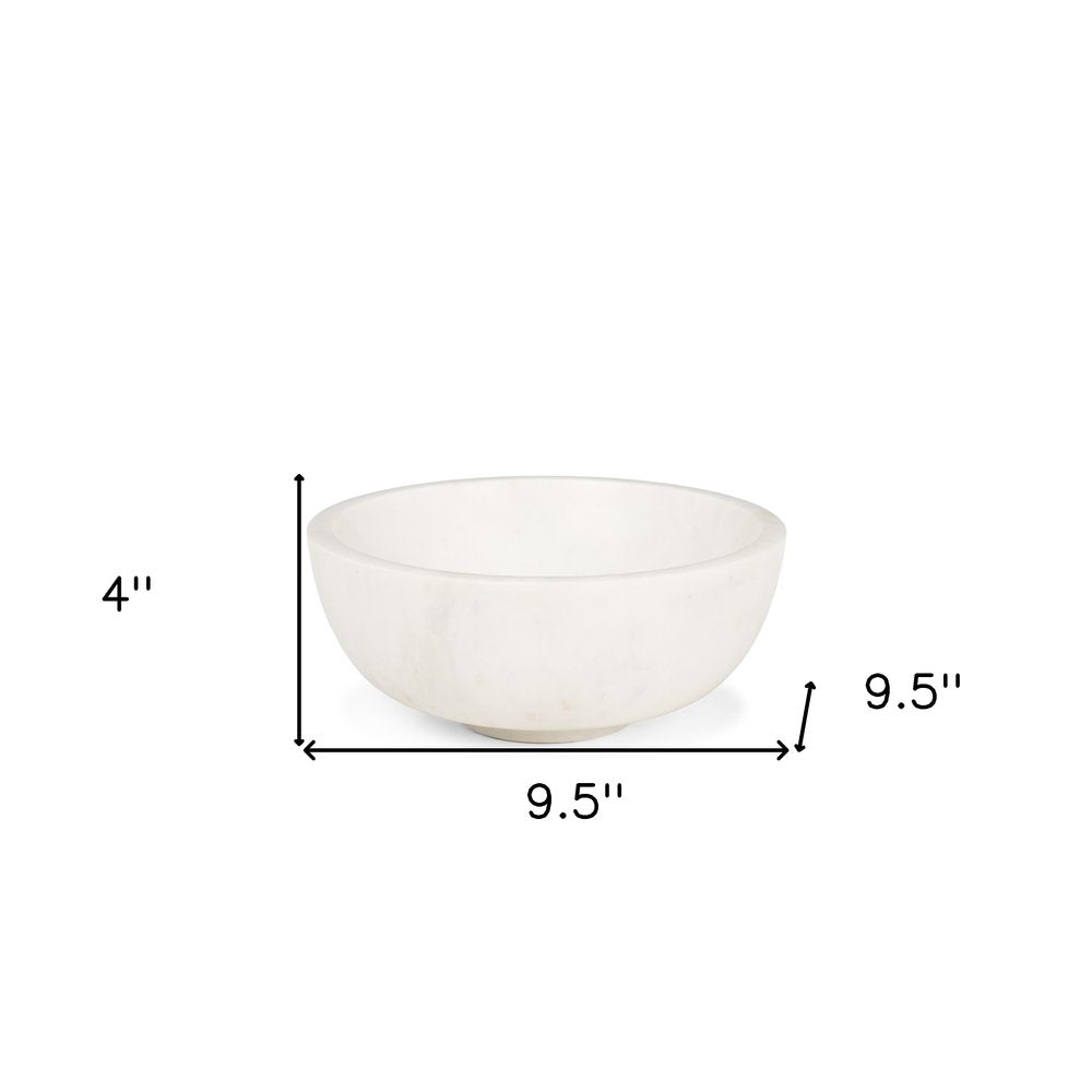 10" White Marble Round Centerpiece Bowl HomeRoots