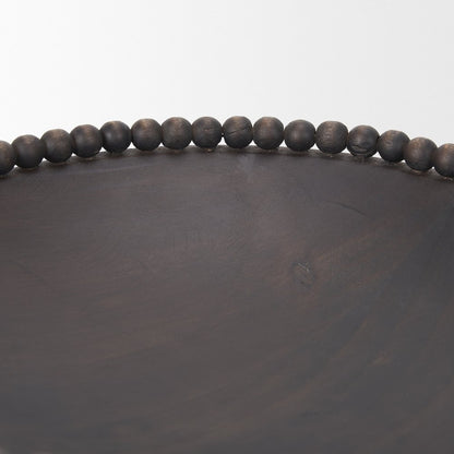Set of Two Black Solid Wood Beaded Edge Round Centerpiece Bowls HomeRoots
