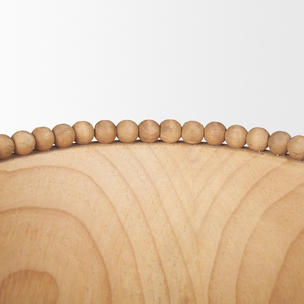Set of Two Brown Solid Wood Beaded Edge Round Centerpiece Bowl HomeRoots