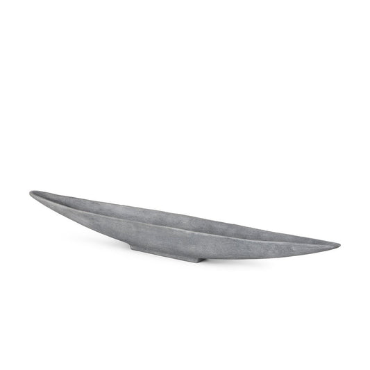 39" Gray Cast Aluminum Oval Long Boat Centerpiece Bowl HomeRoots
