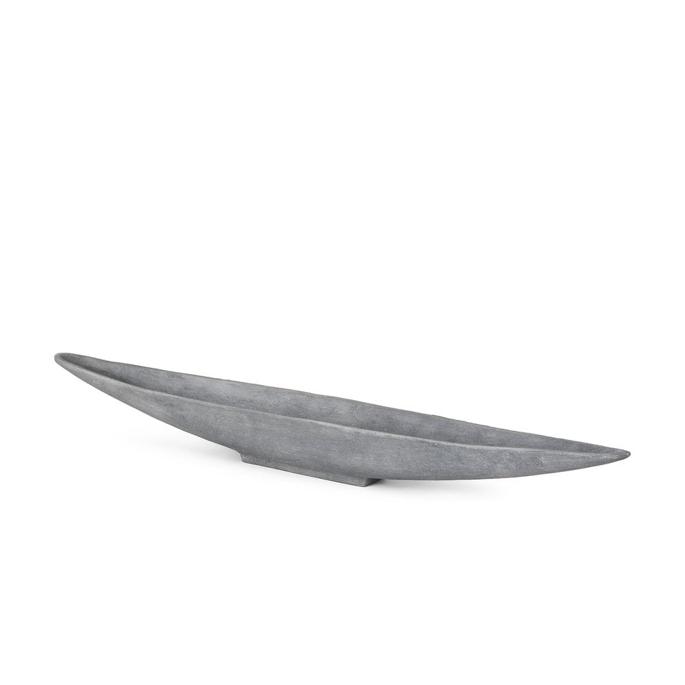 39" Gray Cast Aluminum Oval Long Boat Centerpiece Bowl HomeRoots