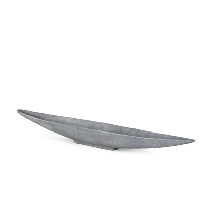 39" Gray Cast Aluminum Oval Long Boat Centerpiece Bowl HomeRoots