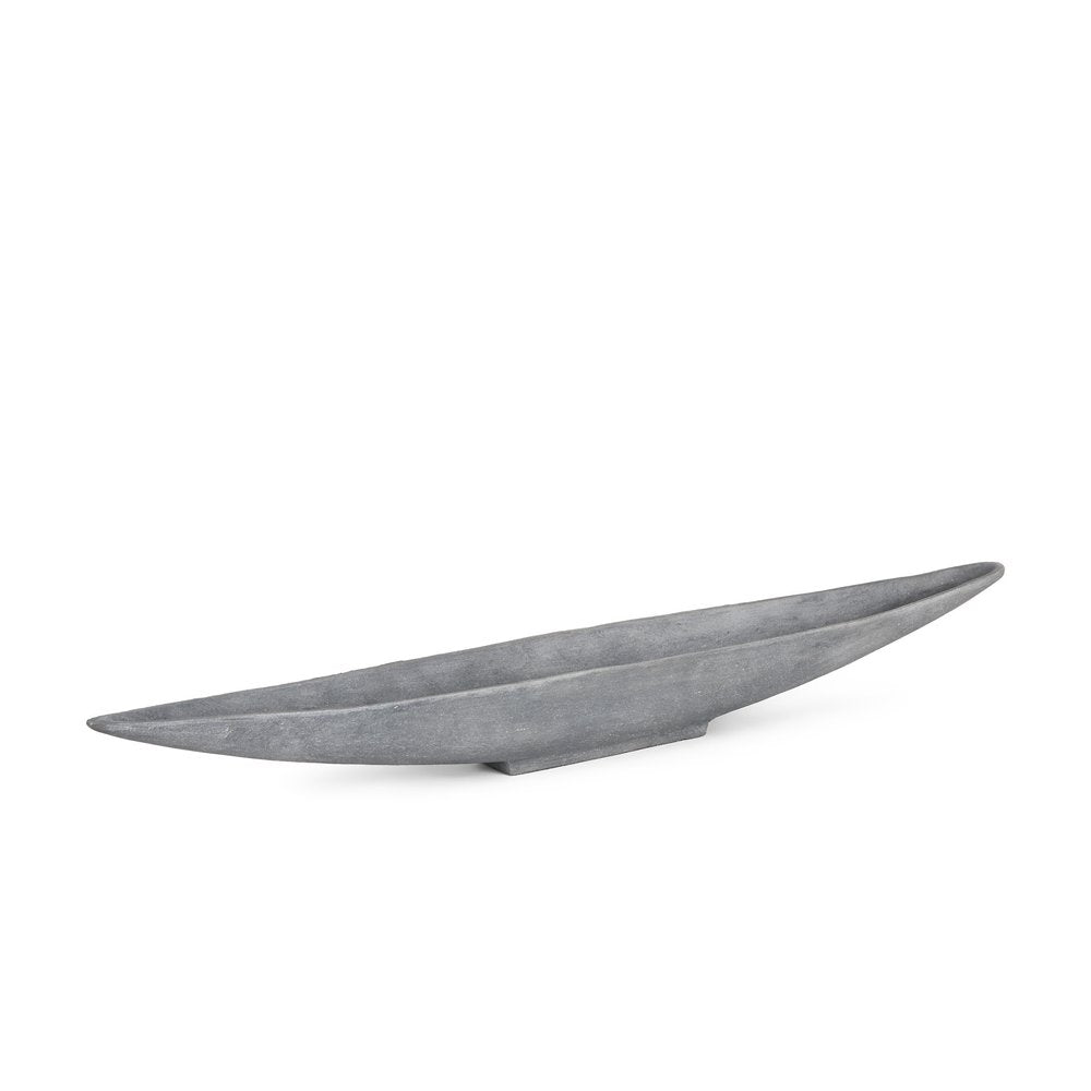 39" Gray Cast Aluminum Oval Long Boat Centerpiece Bowl HomeRoots
