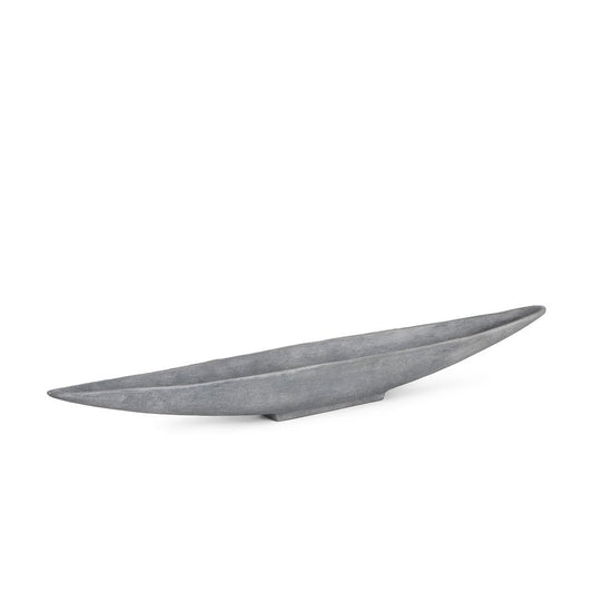 39" Gray Cast Aluminum Oval Long Boat Centerpiece Bowl HomeRoots