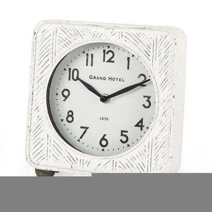 9" White Iron Square Table Clock HomeRoots